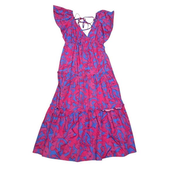 Sugarlips Yeraldi Berry Fiora Open Back Boho Midi Dress Cerulean Pink Small NWT - Picture 5 of 12